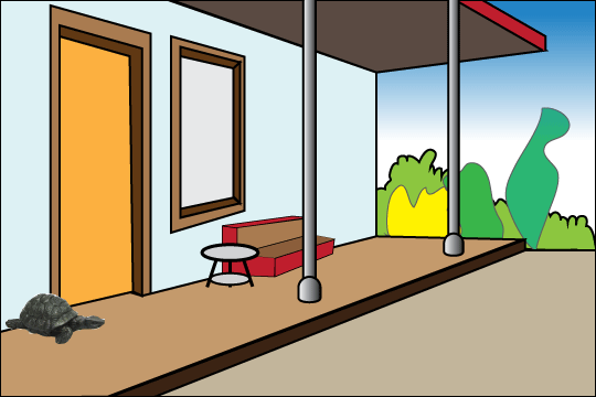 Simbol Kura-kura dekat pintu utama